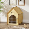 Weatherproof Puppy Dog House Kennel Indoor Pet Shelter with Iron Door 60x57x41cm