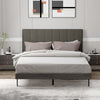 Upholstered Bed Frame with Channel Tufted Headboard-Grey