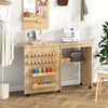 Barn-door Sewing Cabinet Folding Wewing Craft w/5 Lockable Wheels-Natural