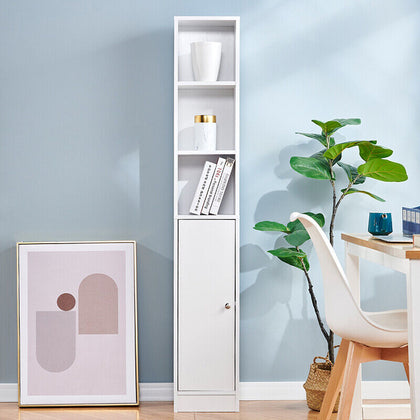162cm Tall Storage Cabinet Bathroom Corner Slim Cabinet with 3-Tier Shelf&Door
