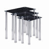 3pcs Black Marble Glass Nested Tables Side End Tables Stainless Steel Tubes