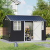 12X10ft Garden Shed Outdoor Metal Tool Storage House with Lockable Door & Window