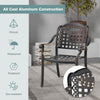 Set of 2 Cast Aluminum Patio Chairs Stackable Outdoor Dining Chairs with Armrest