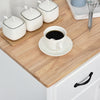 Kitchen Cupboard Storage Cabinet Sideboard with Drawer White Natural Wood Top