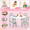 Children Wooden Table and 4 Chairs Set Activity Desk Set Grey