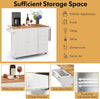 Kitchen Island on Wheels Storage Trolley Cart Drop Leaf Drawers Shelves White