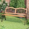 Cast Iron Outdoor Bench Garden 3 Seater Furniture Wood Park Seat Patio Armrest