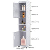 White 5Tier Bathroom Floor Cabinet Standing Storage Cupboard Door Wooden Shelve