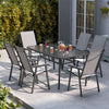 Garden Table Folding Mesh Chair Balcony Coffee Bistro Furniture w/ Umbrella Hole
