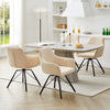 2x Beige 360° Swivel Dining Chairs Velvet Padded Seat Dining Room Chair Modern