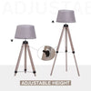 Free Standing Floor Lamp Bedside Light with Tripod Holder Fabric Shade Grey