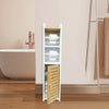 Free Standing Toilet Paper Roll Holder Stand Wood Bathroom Storage Cabinet White