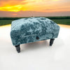 Luxury Blue Deluxe Velvet Ottoman Footstool with Shabby Chic Drawer for Bedroom