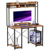 Gunji LED Gaming Desk 120cm PC Table with Monitor Stand & Socket Storage Shelves