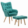 Occasional Scalloped Button High Back Fabric Armchair Sofa Chair Footrest Stool