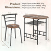 3-Piece Dining Table Set Kitchen Table and Chairs-Brown + Black