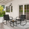 3Pcs Outdoor Rocker Chairs Table Set Garden Patio Rocking Chairs Glass-Top Table