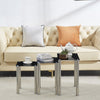 Nest of 3 Black Clear Tempered Glass Side End Lamp Sofa Tables Nested Tables