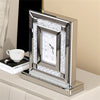 Sparkly Mirrored Crushed Crystal Filled Diamond Mantle Clock Glass Table Clock