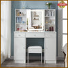 White Dressing Table With Smart LED Mirror Stool 3 drawers Vanity Makeup Desk