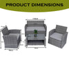 4 Seater Sofa Set Rattan Garden Furniture Grey Outdoor Patio Lounge Coffee Table