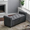 Linen Upholstered Ottoman Stool Bed End Chair Storage Box Side Window Bench Seat