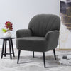 Grey Mid Century Armchair Comfy Linen Fabric Tub Sofa with Metal Legs for Living
