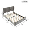DOUBLE BED FRAME 4FT6 UPHOLSTERED PLATFORM WITH HEADBOARD AND SOLID WOODEN SLATS