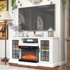 TV Stand with Log Insert Fireplace - White-Electric Fire 3 Colour Flame-150x70cm