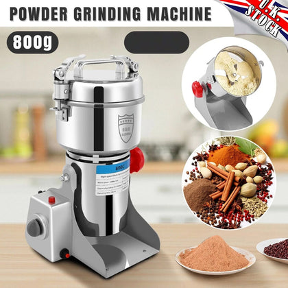 800g Electric Grain Grinder Cereal Mill Flour Powder High Speed Machine 1800W
