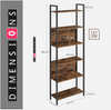 6 Tier Shelf Industrial Bookcase for Living Room and Bedroom