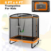 7FT Kids Trampoline Rectangle Toddler Trampoline Swing w/Enclosure Safe Net