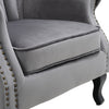 Grey Chesterfield Wing Back Armchair Queen Anne High Back Fireside Winged Chair
