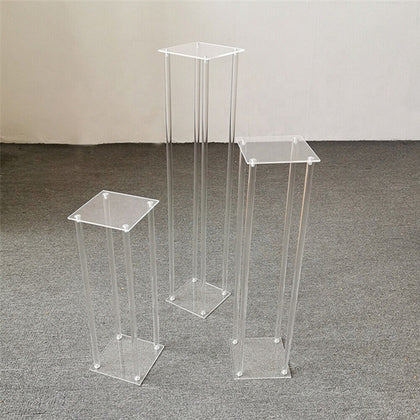 40/60/80/100cm Acrylic Wedding Flower Stand Pedestal Centrepiece Plinth Decor