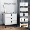 3 Charging Nightstand Side Bedside Cabinet Drawers LED Table with White Wireless