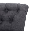 Grey Linen Makeup Chair for Vanity Button-Tufted Dressing Table Stool Wooden Leg