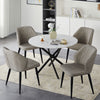 White Round Dining Table Marble Effect Top Kitchen Table with Metal Legs