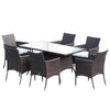 Outdoor Garden Rattan Furniture Cube Dining Set Rectangular Table 6 Chairs Brown