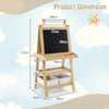 Kids Art Easel 3 in 1 Double-Sided Storage Easel Toddlers Wooden Easel-Natural