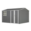 10x8FT Steel Apex Garden Shed Tool Equipment Organize W/Window Door Grey