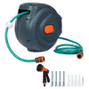 Wall Mounted 20m Auto Rewind Retractable Garden Hose Reel 9in1 Water Spray Pipe