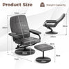 360°Swivel Recliner Upholstered Faux Leather Armchair-Grey