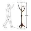 Wooden Coat Rack Freestanding Hallway Tree Rack With Sphere Base and 8 Hooks