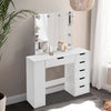 Modern LED Lights Dressing Table 6 Drawer Makeup Vanity w/ Large Mirror Set Desk