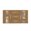 Modern Oak Sideboard TV Unit Buffet Cabinet Cupboard 3 Drawers 2 Doors with LED