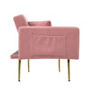 Fabric Sofa Bed Love Seat Sofa Settee Couch with Gold Metal Legs & Cushions Pink