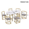 Dining Table and Chairs Set 6 Kitchen Table with MDF White Marble Tabletop Gold