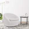 Teddy Velvet Swivel Accent Chair Tub Armchair Barrel Chair with Metal Ring White