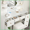 Wood Dressing Table Vanity Set Make up Desk with Dimmable LED Light Mirror Stool