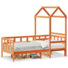 Day Bed with Roof Wax Brown 90x200 Solid Wood Pine M9U3